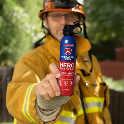 Prepared Hero Fire Spray - Mini Fire Extinguishers for House, Car, Garage - Kitchen Small Fire Extinguisher for Home, 100% Organic - Compact, Portable & Easy to Use, Non-Toxic - 4 Pack