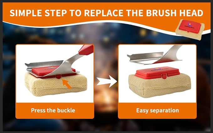 Bristle Free Grill Brush and Scraper for Outdoor Grill - Heavy Duty BBQ Grill Cleaner, Wire Free Non-Metal Safe Cleaning Brush with 2 Replaceable Heads - Ideal Gift for Dad