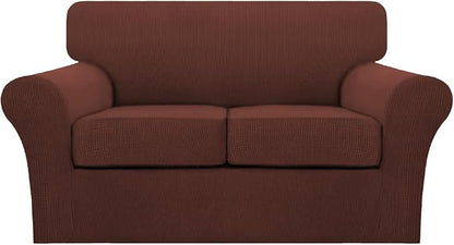 Turquoize 3 Piece Sofa Covers For 2 Cushion Couch Sofa Slipcover Soft Couch Cover For Dogs-Washable Sofa Furniture Cover With 2 Individual Cushion Covers, Thick Jacquard Fabric (Loveseat, Burnt Brick)