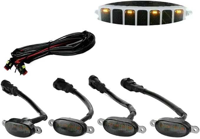 4Pcs Front Grille LED Light Compatible with Cherokee 2003 2021 Style Grill Automotive Parts
