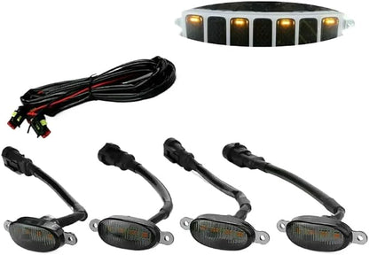 4Pcs Front Grille LED Light Compatible with Cherokee 2003 2021 Style Grill Automotive Parts