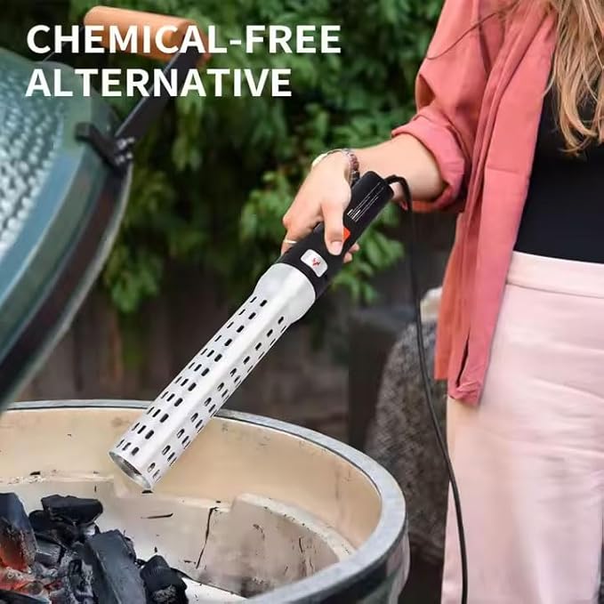 Electric Fire Starter,Carburetor,Charcoal Starter, BBQ Smoker, Grill Starter, Grill lighter Chemical Free Heated Air with Built-In Blower for Day gift (Sliver)