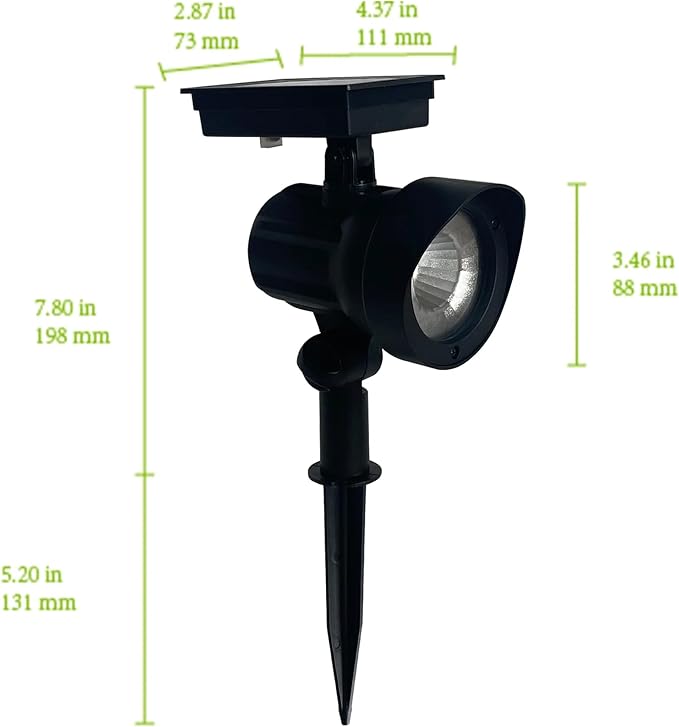 2-Pack Solar Powered Black LED Landscape Spot Lights – 30 Lumens, Warm White, Auto Dusk-to-Dawn, Outdoor Use