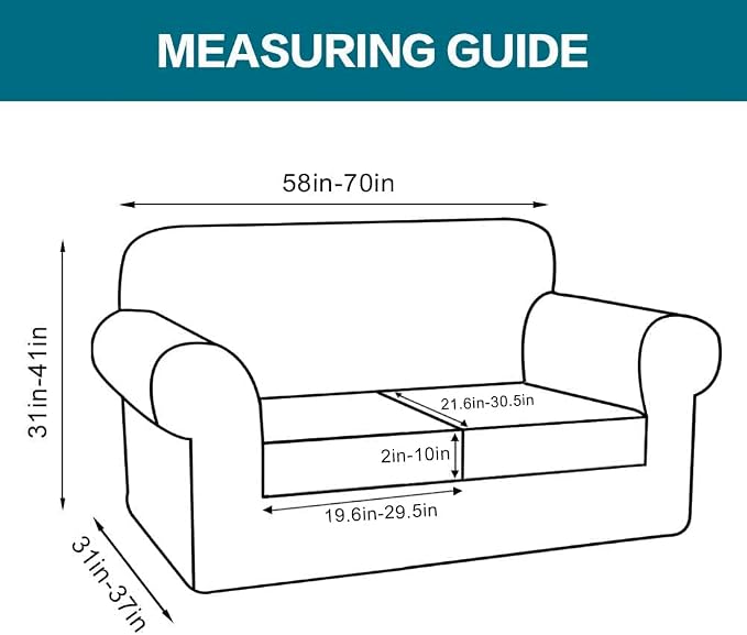 Turquoize 3 Piece Sofa Covers for 2 Cushion Couch Sofa Slipcover Soft Couch Cover for Dogs-Washable Sofa Furniture Covers with 2 Individual Cushion Covers, Thick Jacquard Fabric (Loveseat, Storm Blue)