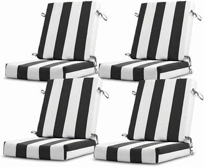 California Umbrella Outdoor Dining Chair, Set of 4 Patio Seat Cushions, 20 x 40 Inch, Premium Outdoor Memory Foam, Fade Resistant, Sunbrella Fabric, Fabric Ties, Cabana Classic