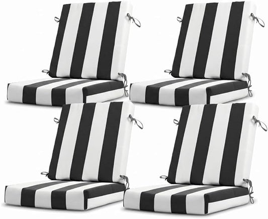 California Umbrella Outdoor Dining Chair, Set of 4 Patio Seat Cushions, 20 x 40 Inch, Premium Outdoor Memory Foam, Fade Resistant, Sunbrella Fabric, Fabric Ties, Cabana Classic