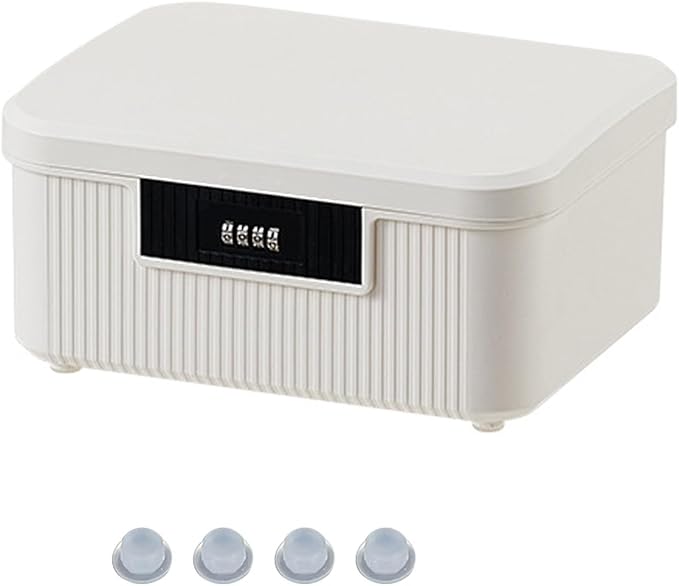 Lockable Storage Box – 2.5 Gallon Medicine Secure First Aid Organizer Box Safe w/Adjustable Lock for Home/Office/Outdoor Travel (White)