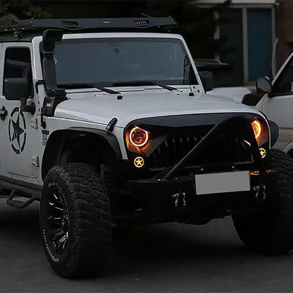 SXMA Front Signal Lightstars Front Grille LED Lights Lamps Assembly for J Ee p JK Wrangler 2007-2017, Round Portable Plug and Play-1pair, J026-5