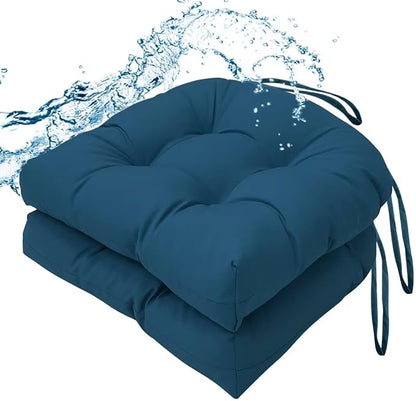 Outdoor Chair Cushions Set of 2, 19"x19" Tufted Outdoor Seat Cushions, Waterproof Patio Furniture Cushions,Navy Blue