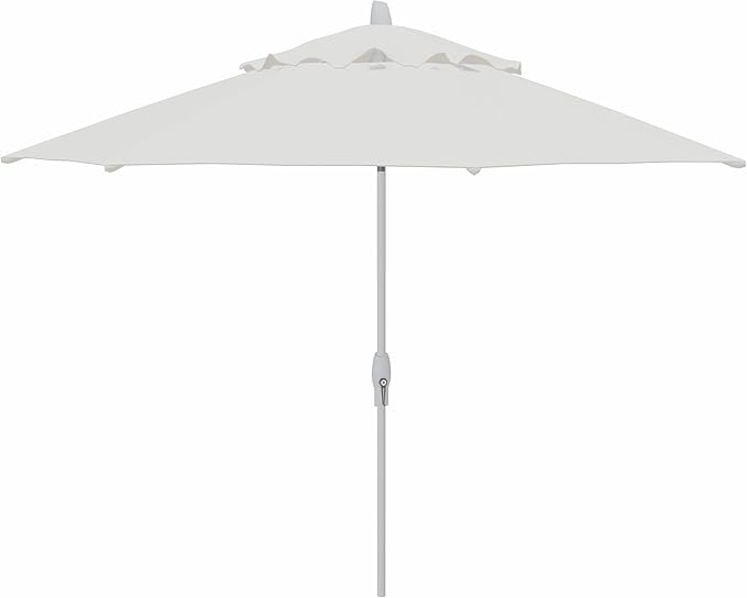 Treasure Garden 11ft Patio Umbrella – Outdoor Market Umbrella – Deluxe Auto-Tilt – White Aluminum Frame (Sunbrella, Natural)