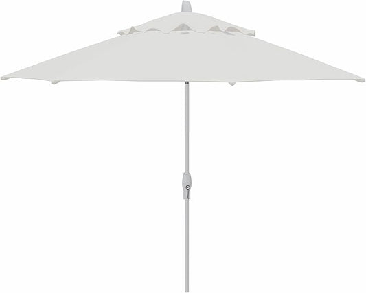 Treasure Garden 11ft Patio Umbrella – Outdoor Market Umbrella – Deluxe Auto-Tilt – White Aluminum Frame (Sunbrella, Natural)