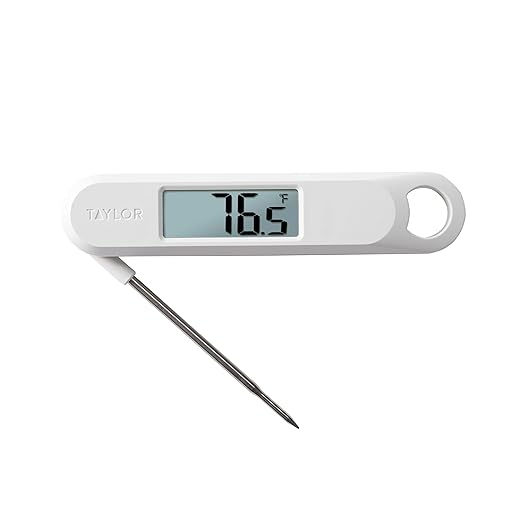 Taylor Folding Stem Display Food Instant Read Digital Thermometer, 0.7 Inch LCD Readout, White (1476WH)