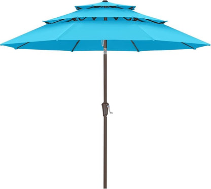 ABCCANOPY 9Ft 3 Tiers Market Umbrella, Outdoor Table Umbrella for Patio, Deck, Backyard (Turquoise)