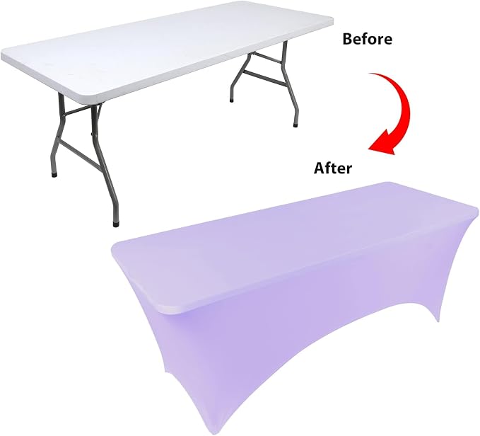 BDDC 6ft Stretch Spandex Fitted Table Cloth for 6 Foot Tables | GRS-Certified Eco-Friendly Fabric, Elastic Fit Rectangle Tablecloth, Washable, Wrinkle-Free, For Events & Parties
