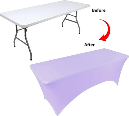 BDDC 6ft Stretch Spandex Fitted Table Cloth for 6 Foot Tables | GRS-Certified Eco-Friendly Fabric, Elastic Fit Rectangle Tablecloth, Washable, Wrinkle-Free, For Events & Parties