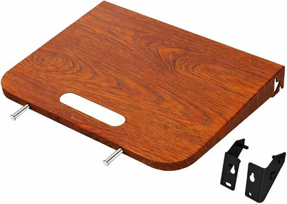 QuliMetal Foldable Side Shelf for Weber Searwood 600 & 600XL Grill, Wood Grain Finish Metal Side Table with Built-in Hooks, Natural Wood Look Grill Side Shelf Accessory