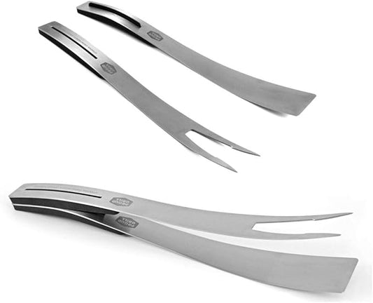 Proud Grill Connect it Magnetic BBQ Tool Set - 2 Piece Grill Tools, 4 Uses-in-1 Connect Spatula, Fork, Tongs & Server, Stainless Steel Grilling Utensils, Premium Gifts for Men, Outdoor BBQ Accessories