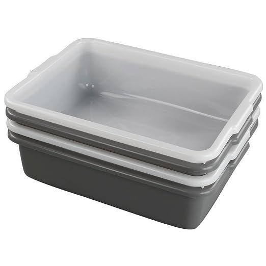 Teyyvn Plastic Bus/Utility Box, Commercial Wash Basin Tote Box, 4-Pack