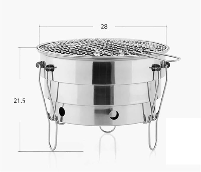 Portable Charcoal Grill, Foldable Stainless Steel Outdoor Barbecue Grill for Camping BBQ, Lightweight Camping Grill & BBQ Grill for Party Cooking,A-1