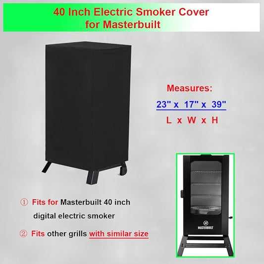 40 Inch Electric Smoker Cover for Masterbuilt, Waterproof Grill Cover for Masterbuilt 40-Inch Digital Vertical BBQ Smoker Outdoor, Black