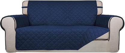 PureFit Reversible Quilted Couch Covers for Dogs Loveseat Sofa Cover 54" | Navy/Navy, Water Resistant Couch Protector, Washable Pet Couch Cover with Non Slip and Elastic Straps For Kids