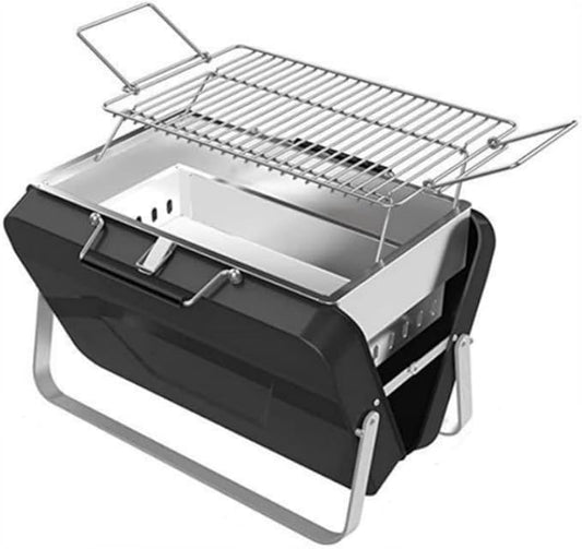 Portable Charcoal BBQ Grill, Briefcase Shape Non-stick Steel Barbecue Grill for Outdoors Camping Picnic and Party Cooking