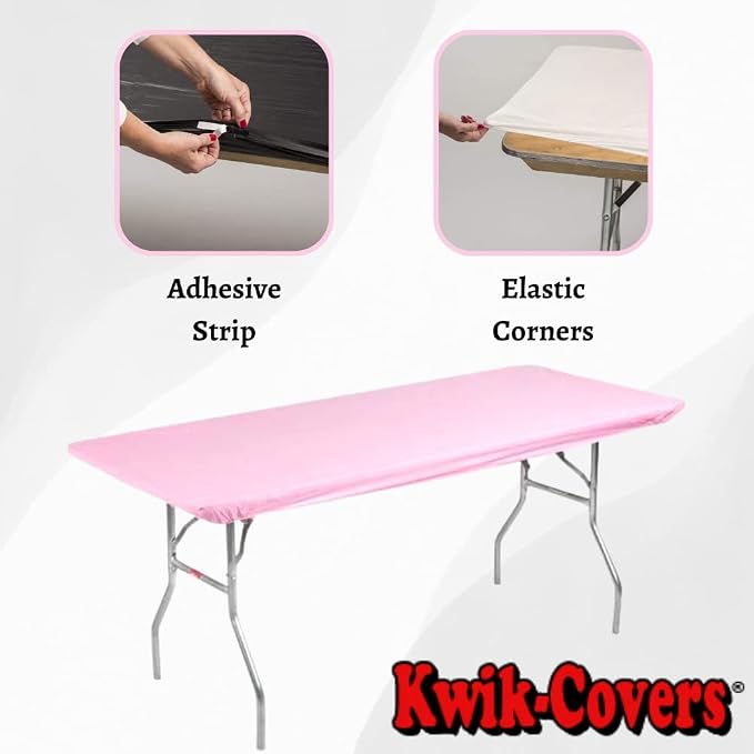 10 Pack of Rectangular Plastic Table Covers - 6' Foot (Table NOT Included) (Pink, 30" x 72" (6' ft))
