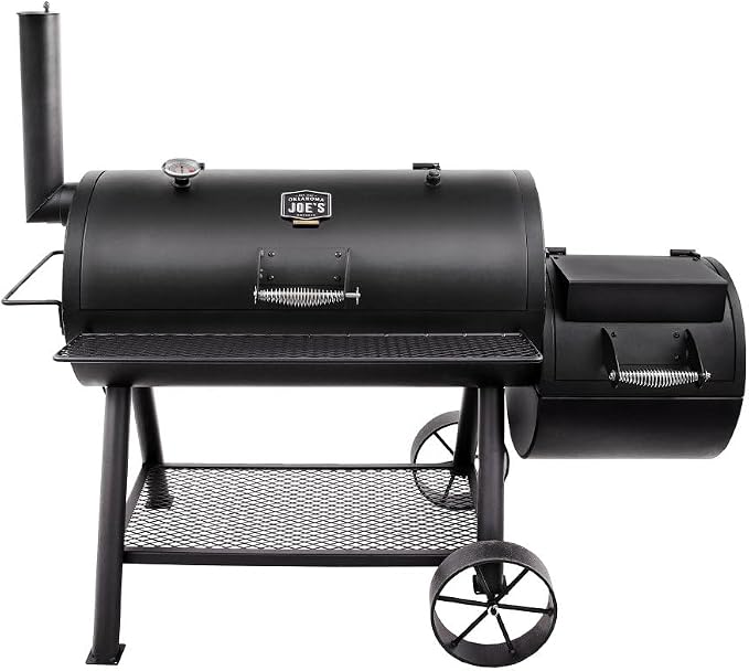 Oklahoma Joe's Longhorn Reverse Flow Offset Charcoal Smoker and Grill with 1060 sq. in. Cooking Area in Black