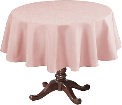H.VERSAILTEX Linen Textured Table Cloths Round 60 Inch Premium Solid Tablecloth Spill-Proof Waterproof Table Cover for Dining Buffet Feature Extra Soft and Thick Fabric Wrinkle Free, Baby Pink