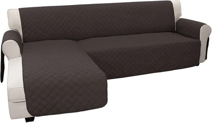 Easy-Going Reversible L-Shape Sectional Couch Cover, Small, Chocolate | Soft Sofa Slipcover For Dogs, Fits Left/Right Chaise Lounge Protector, Water Resistant Mat For Living Room