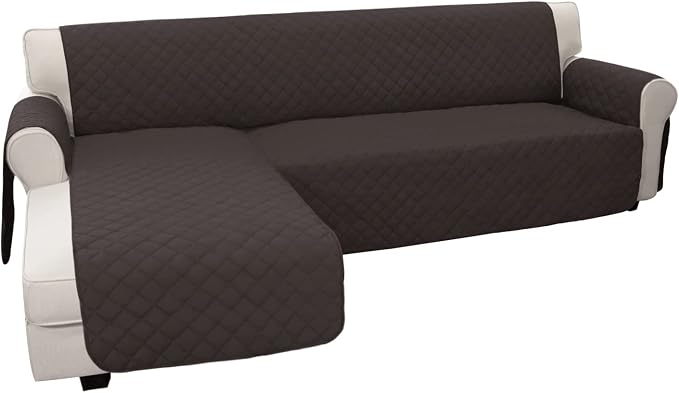 Easy-Going Reversible L-Shape Sectional Couch Cover, X-Large, Chocolate | Soft Sofa Slipcover For Dogs, Fits Left/Right Chaise Lounge Protector, Water Resistant Mat For Living Room