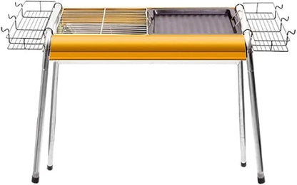 Charcoal Grill Portable BBQ Grill Large Charcoal Grill Folding Barbecue Grill Stainless Steel Camping Grill for Outdoor Picnic BBQ Grill(Gold)