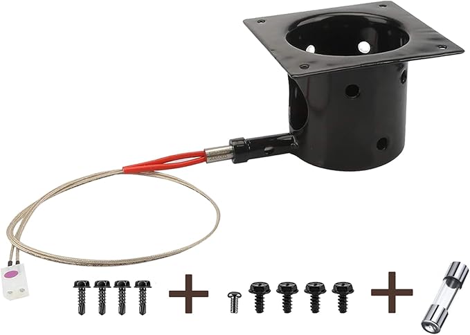 Heavy Duty Steel Porcelain-Enameled Fire Burn Pot and Hot Rod Ignitor Kit Replacement Parts for Traeger & Pit Boss Wood Pellet Grill, Igniter Ignition BBQ Part