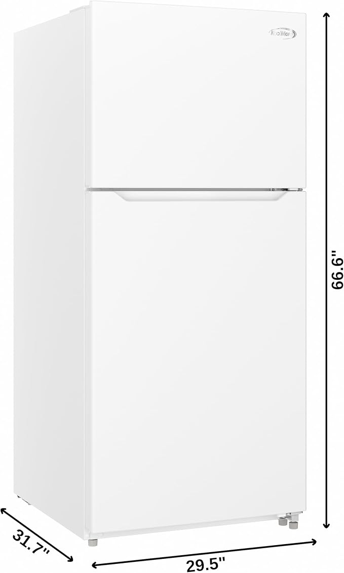 KoolMore 30 Inch 20 Cu Ft Top Freezer Refrigerator, White, Freestanding Full Size Fridge Freezer for Home Kitchen or Garage
