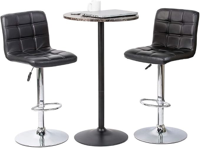 Pearington Lucia Round Cocktail Bar, Pub, and Bistro Table with Faux Marble Top Finish, Multipurpose Table for Any Setting, 1 Pack