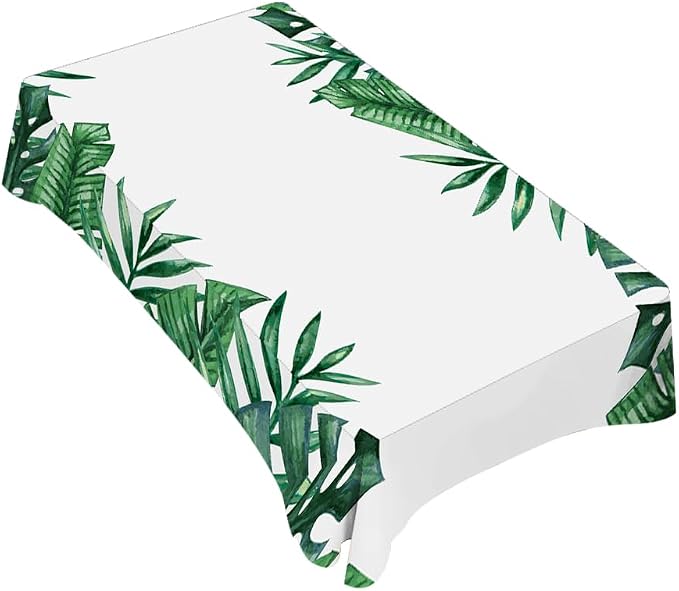 TKS MITLAN Palm Tree Leaves Tablecloth 52 x 70 Inch Rectangular Summer Tropical Green Leaf Oblong Table Cloth Kitchen Table Decorations for Home Dinner Party