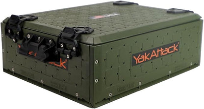 YakAttack ShortStak Solo Storage Box - Size & Color Options | Standalone Low-Profile Crate with Lid, Hinges & Latches | GridLoc Mounting Panels | Slider Feet for Under-Seat Use | Made in USA