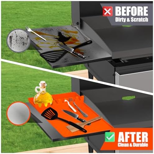 Koolstuffs 1 Pack Silicone Side Shelf Griddle Tools Spatula Mat+2 Pack Silicone Grease Cup Liners for Blackstone 36 28 22 17 Inch Griddle