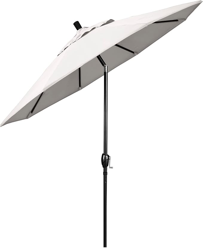California Umbrella GSPT908302-5404 9' Round Aluminum Market, Crank Lift, Push Button Tilt, Black Pole, Sunbrella Natural