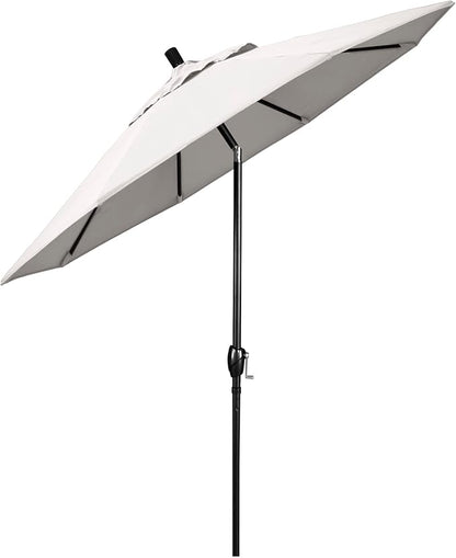 California Umbrella GSPT908302-5404 9' Round Aluminum Market, Crank Lift, Push Button Tilt, Black Pole, Sunbrella Natural
