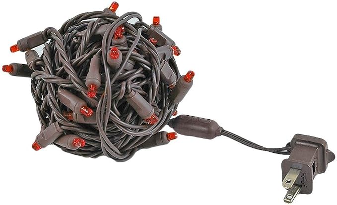 Novelty Lights 50ft 100 LED Red Christmas String Lights, Brown Wire | UL Listed IP55 Commercial Grade Xmas Lights for Outdoor & Indoor, 6 Inch Spacing, Dimmable, Connectable, Flicker Free Bulbs