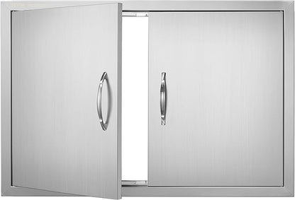 VEVOR BBQ Access Door, 33W x 22H Inch Double Outdoor Kitchen Door, Stainless Steel Flush Mount, Wall Vertical with Handles, for BBQ Island, Grilling Station, Outside Cabinet