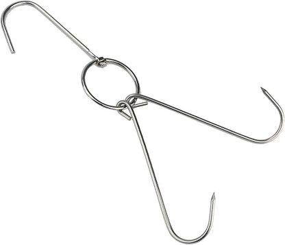 TIHOOD 3 PCS 9.4" Stainless Steel Double Meat Hooks Roast Duck Bacon Shop Hook BBQ Grill Hanger Cooking Tools Accessories (9.4" X3)