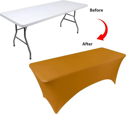 BDDC 6ft Stretch Spandex Fitted Table Cloth for 6 Foot Tables | GRS-Certified Eco-Friendly Fabric, Elastic Fit Rectangle Tablecloth, Washable, Wrinkle-Free, For Events & Parties