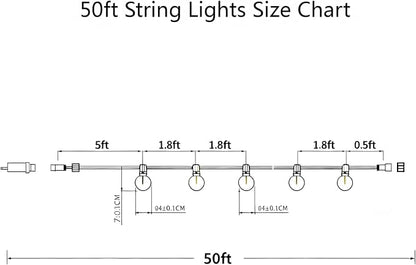 SANBEN Outdoor String Lights with Remote, 50ft 25 Bulbs Low Voltage(24V) Patio Lights, Dimmable & Timer, IP65 Waterproof, G40 LED Hanging Lights for Outside, Deck, Garden, Backyard, Porch, Party