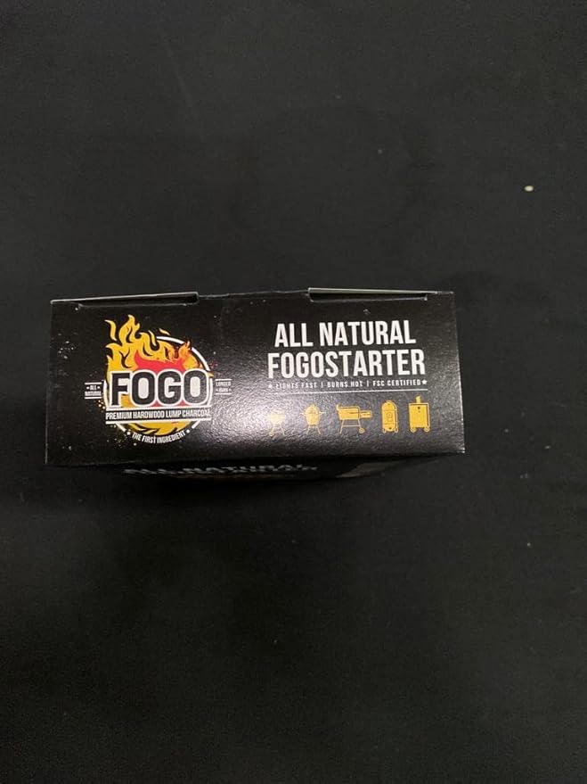 FOGO Premium Hardwood Lump Charcoal, Natural Large Sized Lump Charcoal, 17.6 Pound Bag and FOGO Fogostarters Natural Fire Starters, 30 Count Box, Bundle
