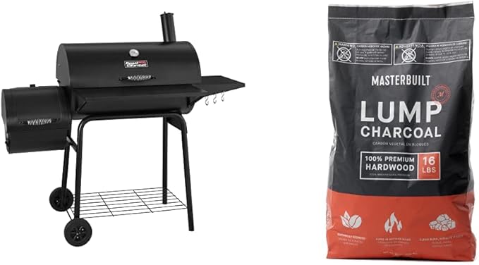 Royal Gourmet 30" BBQ Charcoal Grill and Offset Smoker Bundle with Masterbuilt 16 lbs Lump Charcoal