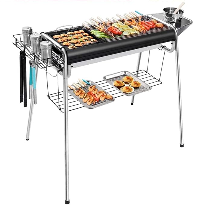 Portable Charcoal Grill for Camping BBQ Grills, Outdoor Barbecue Grill with Large Thick Rack, Backpack Picnic Party Activities, Heavy Duty Charcoal Grills BBQ,A-1