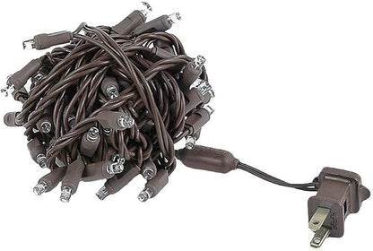 Novelty Lights 50ft 100 LED Pure White Christmas String Lights, Brown Wire | UL Listed, IP55 Commercial Grade Xmas Lights, 6 Inch Spacing, Outdoor & Indoor, Dimmable, Connectable, & Flicker Free