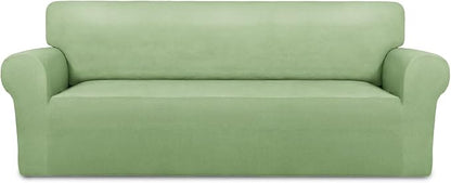 PureFit Stretch Couch Covers for Sofa Large Sofa Slipcovers Sage Green | 1-Piece Sofa Cover Washable Soft Couch Protector, Couch Slipcover with Non Skid Foam and Elastic Bottom for Kids, Dogs